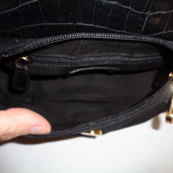 MARIO VALENTINO Mini Bag Black Canvas and Black Croc Embossed Leather - Picture 5 of 14